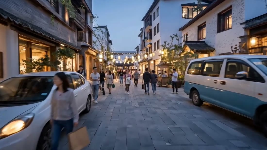 原官网商业街区更新视频中的AI方案街景
